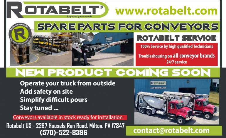 Concrete Product ad on parts and new conveyors